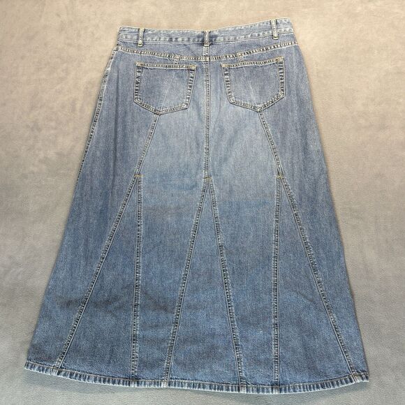 Christopher & Banks Womens Size 12 Modest Denim Midi Skirt A-Line No Slit - Picture 3 of 7